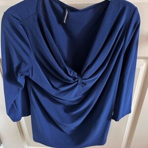 Jason Maxwell Navy Draped Blouse